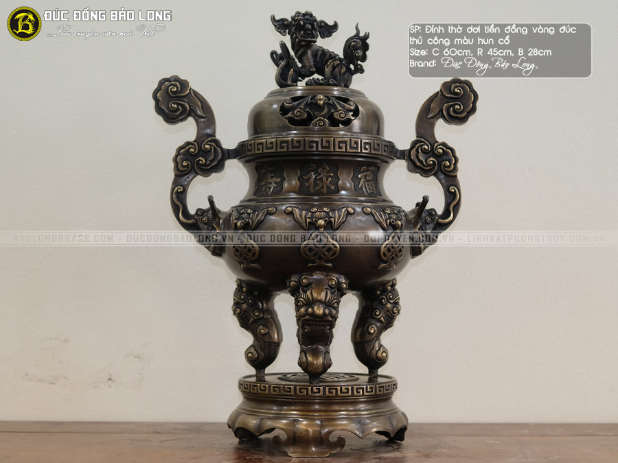 Lư Thờ Dơi Tiền Bằng Đồng Thau Hạ Màu Thời Gian Cao 60cm ở Sài Gòn