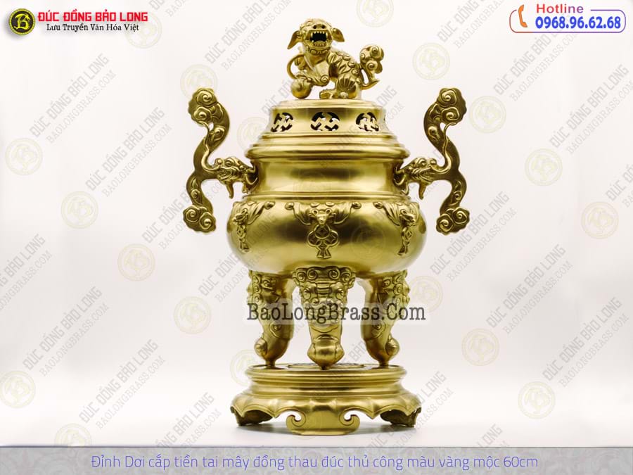 Lư Thờ Dơi Tiền Tai Mây Bằng Đồng Thau Đúc Thủ Công Màu Vàng Mộc 60cm ở Sài Gòn