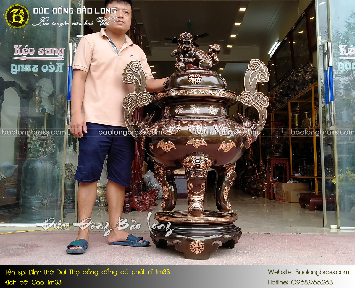 Lư Thờ Dơi Thọ Bằng Đồng Đỏ Phớt Nỉ 1m33 ở Sài Gòn