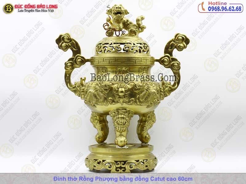 Lư Thờ Rồng Phượng Bằng Đồng Catut Cao 60cm ở Sài Gòn