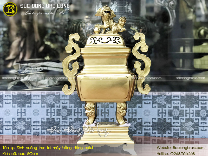 Lư Thờ Mẫu Vuông Trơn Bằng Đồng Catut Cao 50cm ở Sài Gòn