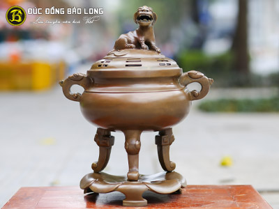 Lư Xông Trầm Cổ Đế Lá Sen Bằng Đồng Vàng Màu Trầm Cổ Cao 44cm tại Sài Gòn TPHCM