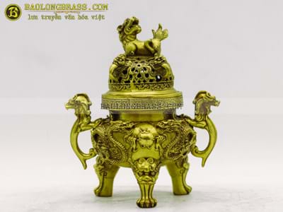 Lư Trầm Rồng Chầu Bằng Đồng Thau Cao 18cm tại Sài Gòn TPHCM
