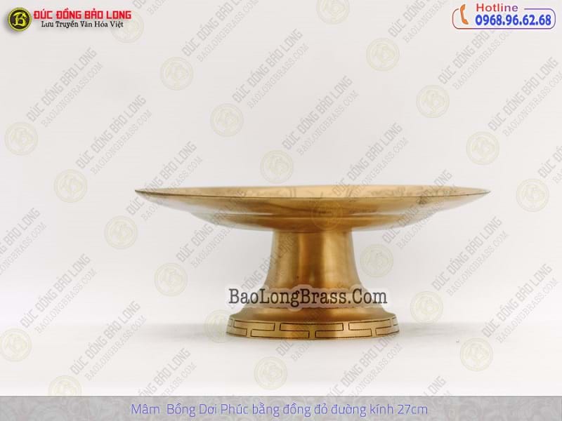 Mâm Trái Cây - Mâm Bồng Dơi Phúc Bằng Đồng Đỏ Màu Mộc Đk 27cm