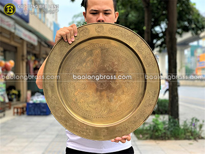 Mâm Đồng Ăn Cơm Chạm Tứ Linh ĐK 60cm tại Sài Gòn TPHCM