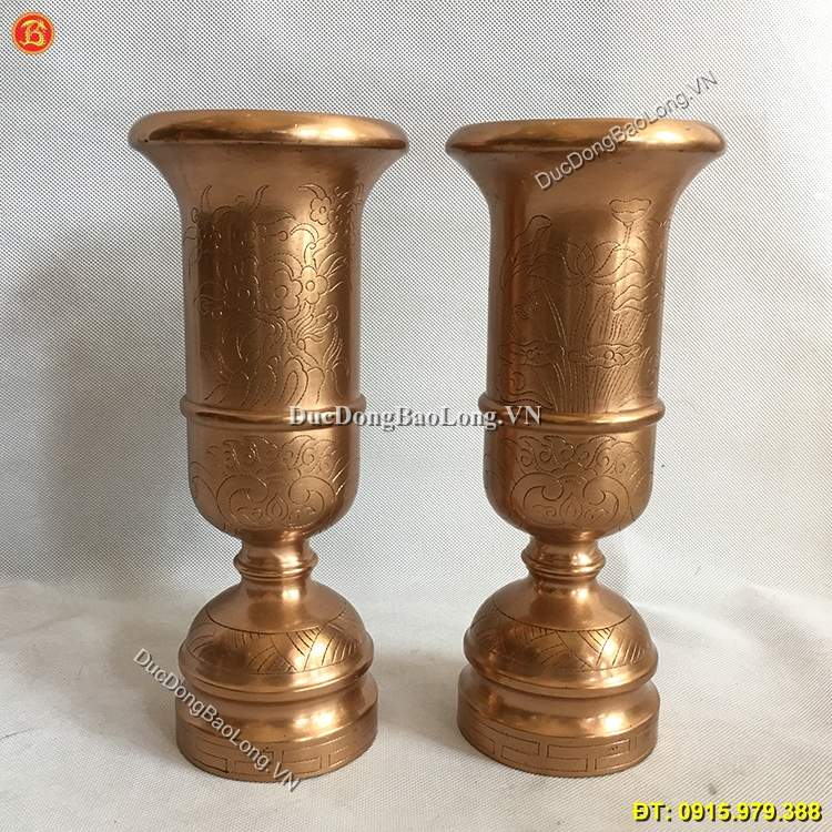 Ống Nhang Bằng Đồng Ám Hoa Văn