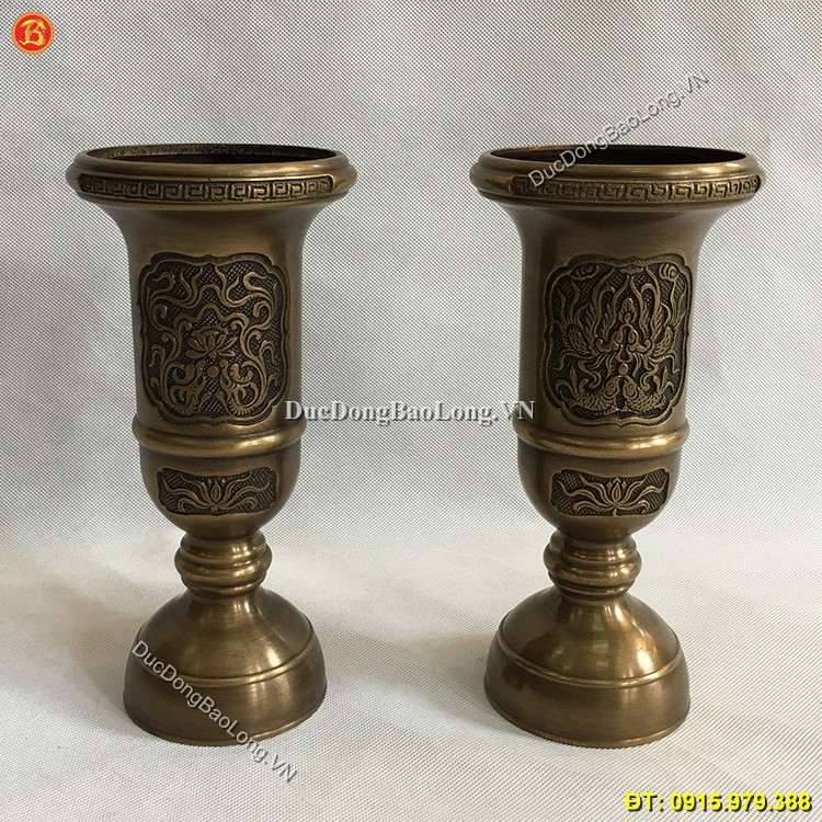 Ống Nhang Đồng Hun Giả Cổ Cao 25cm