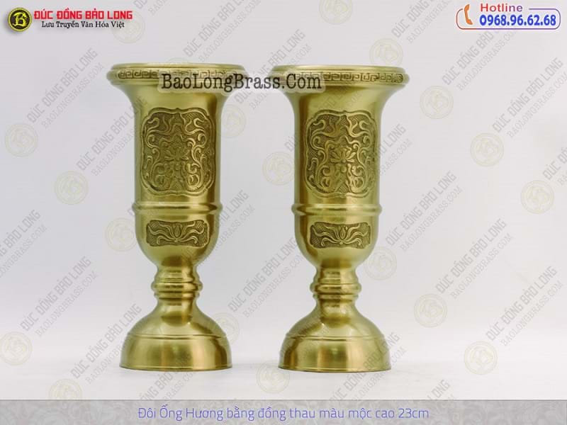 Ống Nhang Bằng Đồng Thau Màu Mộc Cao 30cm (giá lẻ)