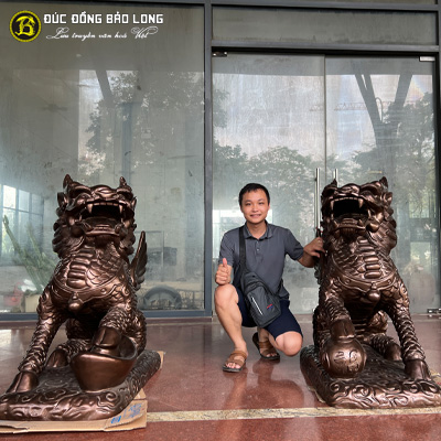 Tượng Đồng Kỳ Lân Phong Thủy Bằng Đồng Đỏ cao trên 1m ( 107 cm ) ở Sài Gòn TPHCM