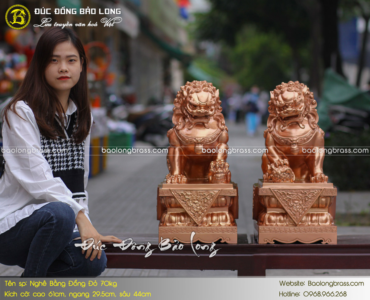 Tượng Đồng Nghê Phong Thủy Bằng Đồng Đỏ cao 6 tấc ( 61 cm ) ở Sài Gòn TPHCM