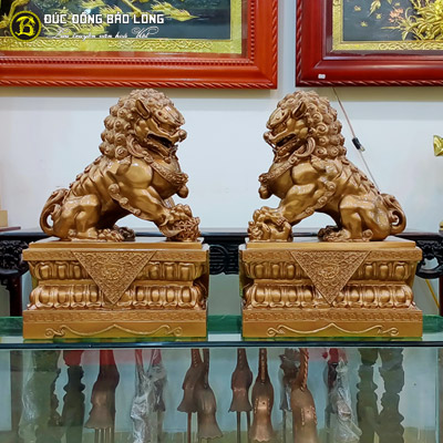 Tượng Đồng Nghê Phong Thủy Bằng Đồng Vàng cao 4 tấc ( 42 cm ) ở Sài Gòn TPHCM