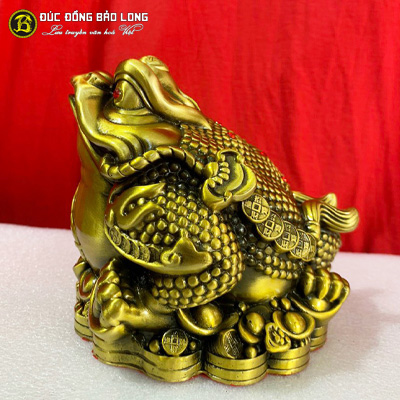 Tượng Đồng Cóc Ba Chân Ngậm Tiền Đế Tiền Bằng Đồng Vàng Nhiều Kích Thước ở Sài Gòn TPHCM