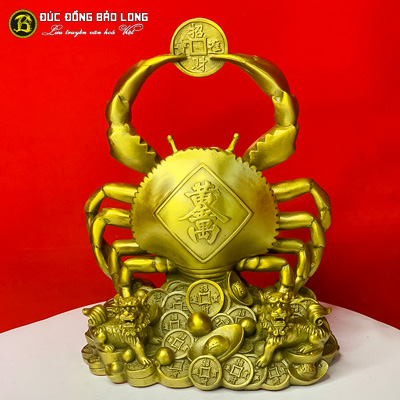 Tượng Đồng Cua Bệ Tiền Dâng Vàng Bằng Đồng Vàng cao 2 tấc ( 25 cm ) ở Sài Gòn TPHCM