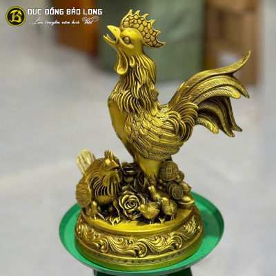 Tượng Đồng Dậu ( Gà ) Gia Đình màu Vàng Mộc Các Kích Thước ở Sài Gòn TPHCM