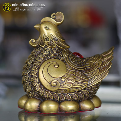 Tượng Đồng Dậu ( Gà ) Mái Lông Tiền Ấp Trứng cao 1 tấc ( 14 cm ) ở Sài Gòn TPHCM