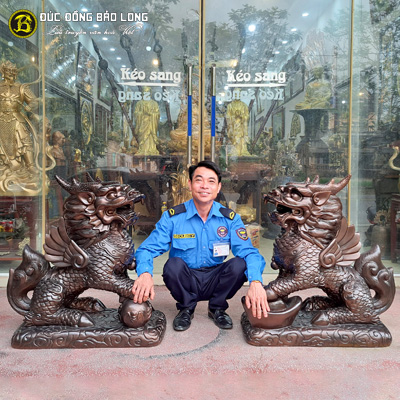 Tượng Đồng Kỳ Lân Phong Thủy Bằng Đồng Đỏ cao 8 tấc ( 81 cm ) ở Sài Gòn TPHCM
