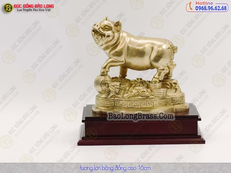 Tượng Đồng Hợi ( Heo - Lợn ) cỡ nhỡ cao 2 tấc ( 16 cm ) ở Sài Gòn TPHCM