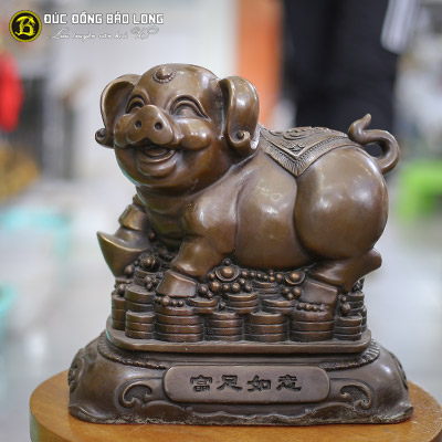 Tượng Đồng Hợi ( Heo - Lợn ) Phong Thủy Màu Giả Cổ cao 2 tấc ( 25 cm ) ở Sài Gòn TPHCM