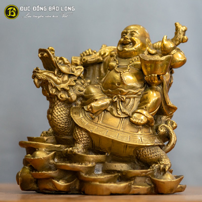 Tượng Đồng Long Quy Cõng Phật Di Lặc Bằng Đồng Vàng cao 1 tấc ( 12 cm ) ở Sài Gòn TPHCM