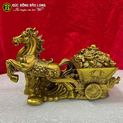 Tượng Đồng Ngọ ( Ngựa ) Kéo Xe Tiền cao 1 tấc ( 11 cm ) ở Sài Gòn TPHCM