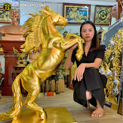 Tượng Đồng Ngọ ( Ngựa ) Phong Thủy Dát Vàng cao 1m ( 100 cm ) ở Sài Gòn TPHCM
