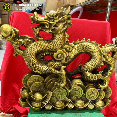 Tượng Đồng Thìn ( Rồng ) Bệ Tiền Phong Thủy cao 3 tấc ( 34 cm ) ở Sài Gòn TPHCM