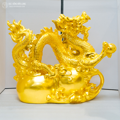 Tượng Đồng Thìn ( Rồng ) Hồ Lô Dát Vàng dài 5 tấc ( 52 cm ) ở Sài Gòn TPHCM