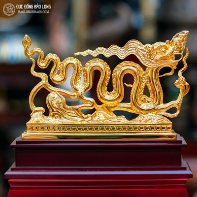 Tượng Đồng Thìn ( Rồng ) Thời Lý Mạ Vàng 24k dài 2 4 tấc ( 16 cm ) ở Sài Gòn TPHCM