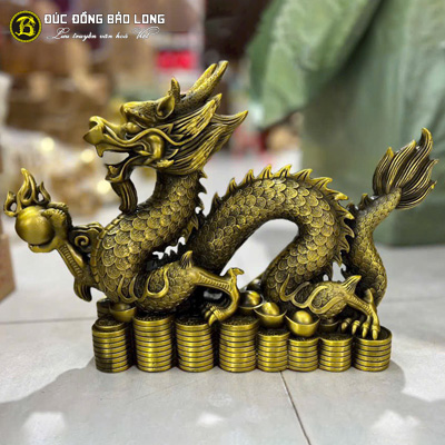 Tượng Đồng Thìn ( Rồng ) Cầm Ngọc Đế Tiền cao 2 tấc ( 25 cm ) ở Sài Gòn TPHCM