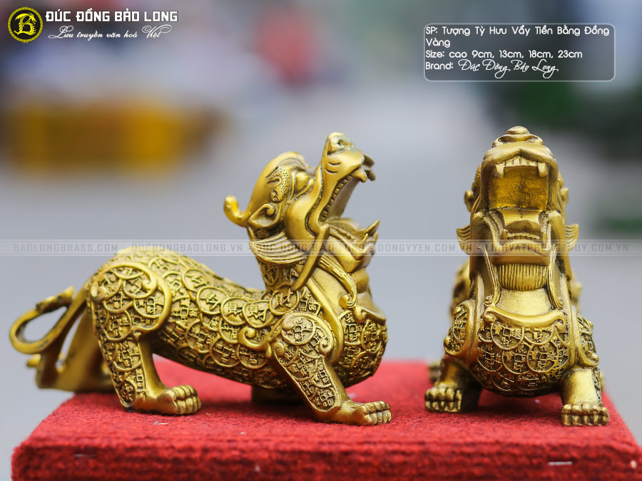 Tượng Đồng Tỳ Hưu Phong Thủy Vẩy Tiền Bằng Đồng Vàng Nhiều Kích Thước ở Sài Gòn TPHCM