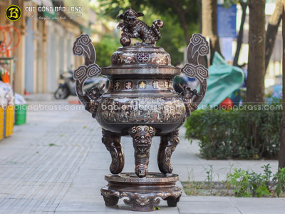Đỉnh Đồng Mỹ Nghệ Khảm Tam Khí Điểm Vàng cao trên 1m (1m33) tại Sài Gòn TPHCM