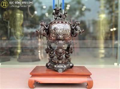 Đỉnh Thất Lân Vờn Cầu Bằng Đồng Khảm Tam Khí cao 7 tấc (70cm) tại Sài Gòn TPHCM