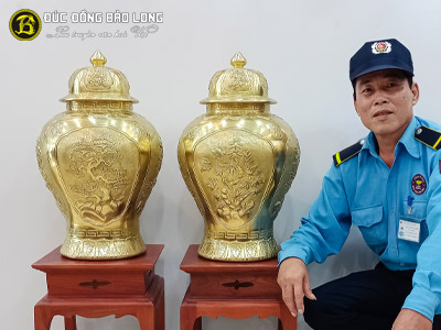 Đôi Choé Bằng Đồng Catut Đục Nổi Cảnh Tứ Qúy Cao 61cm tại Sài Gòn TPHCM