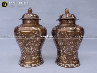 Đôi Chóe Bằng Đồng Khảm Tam Khí cao gần 6 tấc (58cm) tại Sài Gòn TPHCM