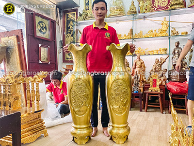Đôi Lọ Lộc Bình Tứ Qúy Bằng Đồng Catut cao trên 1m (1m07) tại Sài Gòn TPHCM