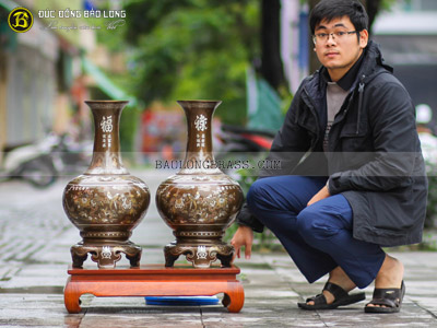 Lọ Lộc Bình Củ Tỏi Khảm Ngũ Sắc cao gần 6 tấc (58cm) tại Sài Gòn TPHCM