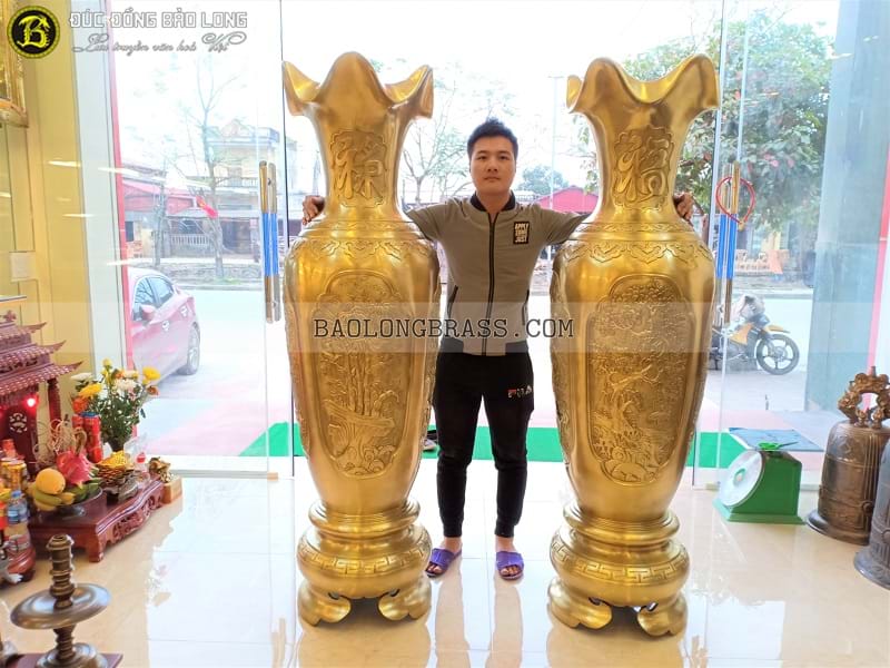 Đôi Lọ Lộc Bình Tứ Qúy Bằng Đồng Catut gần 2m (1m76) tại Sài Gòn TPHCM