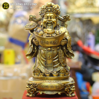 Tượng Đồng Thần Tài Đứng Ôm Thỏi Vàng cao 4 tấc ( 43 cm ) ở Sài Gòn TPHCM