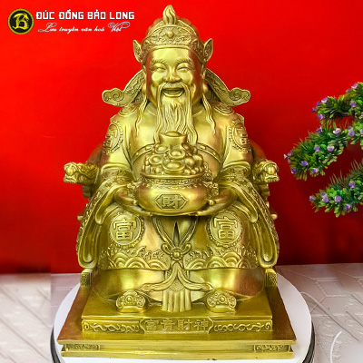 Tượng Đồng Thần Tài Ngồi Cầm Hũ Tiền cao 4 tấc ( 40 cm ) ở Sài Gòn TPHCM
