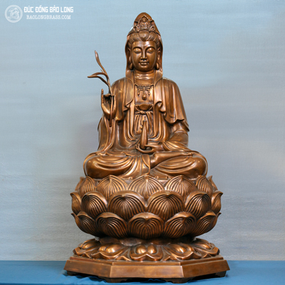  Tượng Đồng Phật Bà Quan Âm Ngồi Đài Sen Giả Cổ cao 8 tấc ( 81 cm ) ở Sài Gòn TPHCM