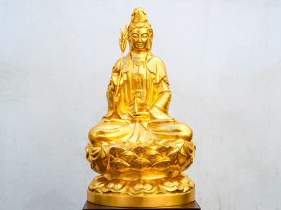 Tượng Phật Bà Quan Âm Cầm Nhành Liễu Bằng Đồng Dát Vàng 24K Cao 61Cm tại Sài Gòn TPHCM