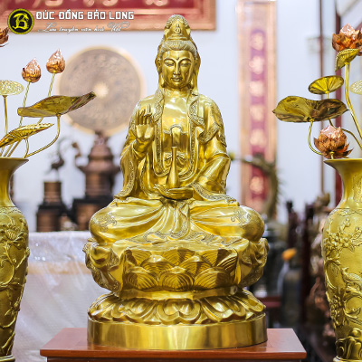  Tượng Đồng Phật Bà Quan Âm Ngồi Đài Sen Đồng Catut cao 8 tấc ( 81 cm ) ở Sài Gòn TPHCM