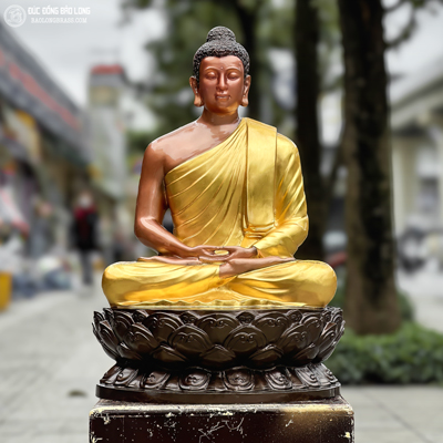  Tượng Đồng Phật Thích Ca ngồi dát điểm vàng 9999 cao 6 tấc ( 62 cm ) ở Sài Gòn TPHCM