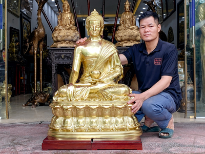 Tượng Phật Thích Ca Xúc Địa Ấn Bằng Đồng Catut Cao 1m tại Sài Gòn TPHCM