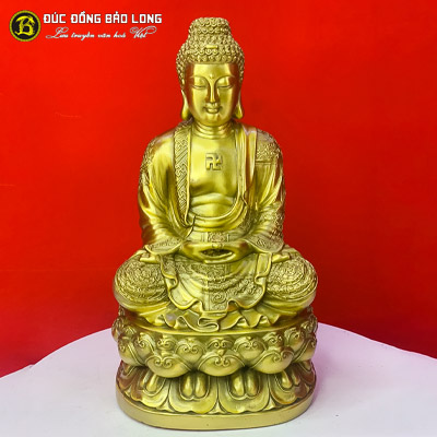  Tượng Đồng Phật Tổ ngồi bệ sen áo hoa cao 2 tấc ( 20 cm ) ở Sài Gòn TPHCM