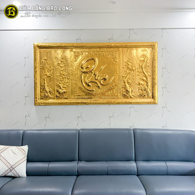 Tranh Tứ Quý Chữ Phúc Bằng Đồng Mạ Vàng 1m76x89cm Khung Đồng tại Sài Gòn TPHCM