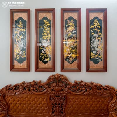 Tranh Tứ Quý Bằng Đồng Mạ Dát Vàng Bạc Khổ 1m27 Lắp Tại Phú Thọ tại Sài Gòn TPHCM