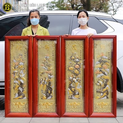 Tranh Tứ Qúy Bằng Đồng Mạ Tam Khí Hàng Dập tại Sài Gòn TPHCM
