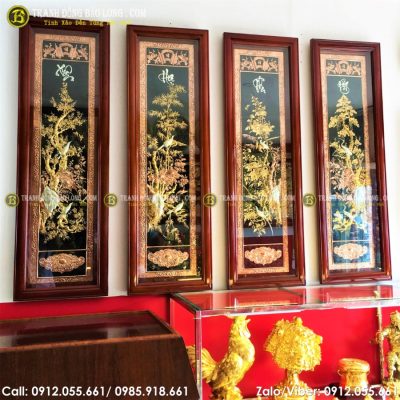 Tranh Tứ Qúy Bằng Đồng Mạ Tam Khí 1m27 tại Sài Gòn TPHCM