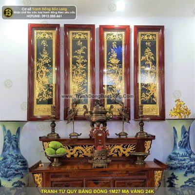 Tranh Tứ Qúy Mạ Vàng 24k Cho Khách Quận Tân Phú